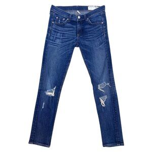 Rag & Bone Distressed Ripped Skinny Jeans Women’s 26 Blue Denim Low-Rise